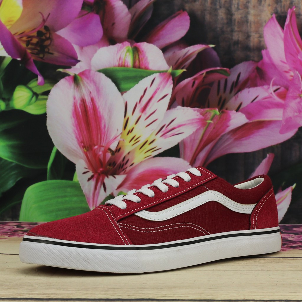 Giày Van OldSkool Vải Canvas Màu Đỏ Đậm Nam