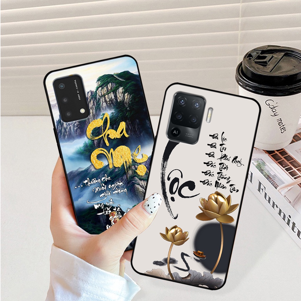Ốp lưng Oppo A74 - Oppo  A94 - Oppo A95 in hình phong cách chữ thư pháp cha mẹ, tài lộc