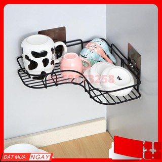 Kệ sắt dán tường cường lực siêu chắc – kệ góc treo tường màu đen đựng đồ dùng nhà tắm