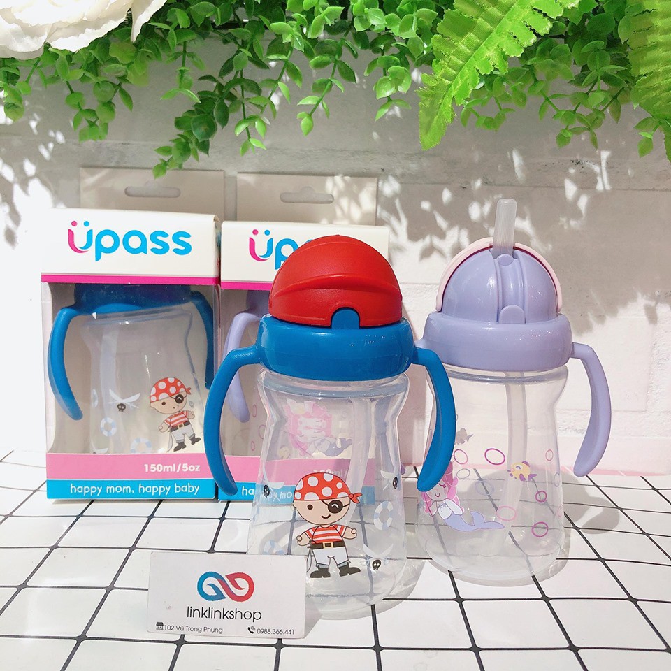 Cốc tập uống 2 tay cầm Upass Thái Lan (150ml) - bình uống nước cho bé trên 6 tháng tuổi