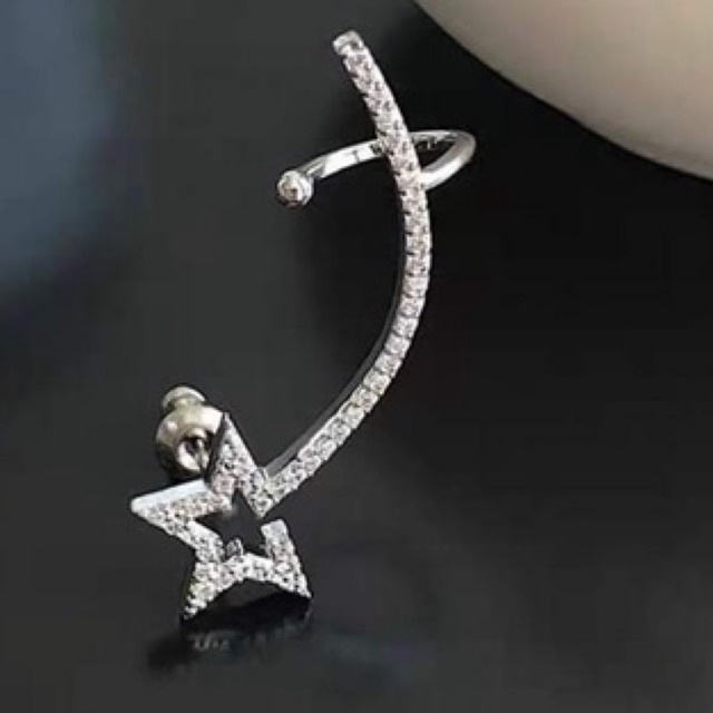 bông tai kẹp vành, khuyên tai móc vành tai hình ngôi sao xẹt phong cách hàn quốc