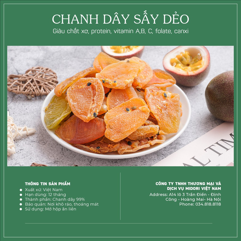 Chanh dây sấy dẻo VIETGOURMET, Hoa quả sấy dẻo không đường nguyên vị thơm ngon tự nhiên, quà tặng Việt