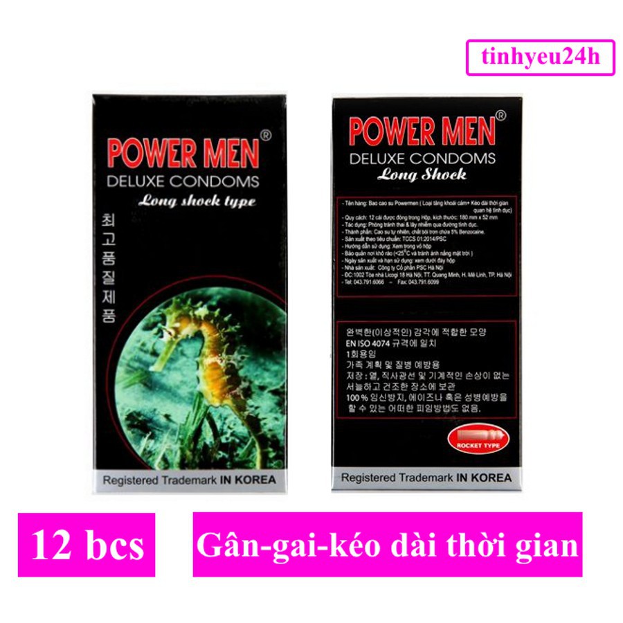 [CHÍNH HÃNG] Bao cao su POWER MEN cá ngựa - gân, gai, kéo dài thời gian quan hệ