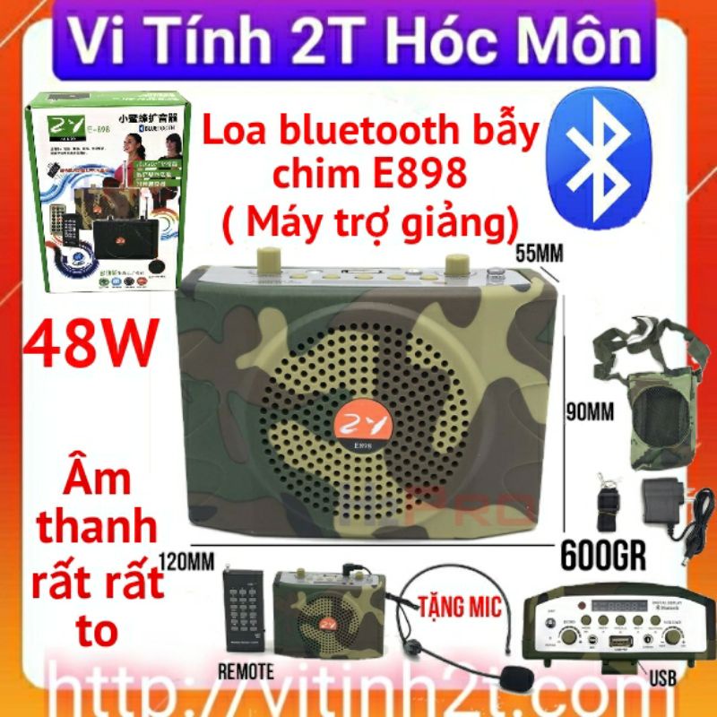 ( Hỏa tốc TpHCM) Loa bẫy chim E898 2021 cao cấp điều khiển từ xa 1km, kiêm máy trợ giảng (tặng mic trợ giảng có dây 90k)