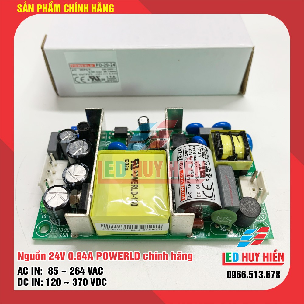 Nguồn 24v 0.84A POWERLD chính hãng, nguồn Led 24V 20W chất lượng mới 100%