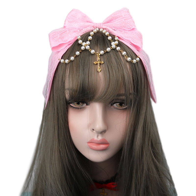 Băng Đô Ren Nhiều Lớp Đính Ngọc Trai Phong Cách Lolita