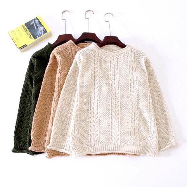 Áo len vặn thừng dáng rộng hàng Quảng Châu