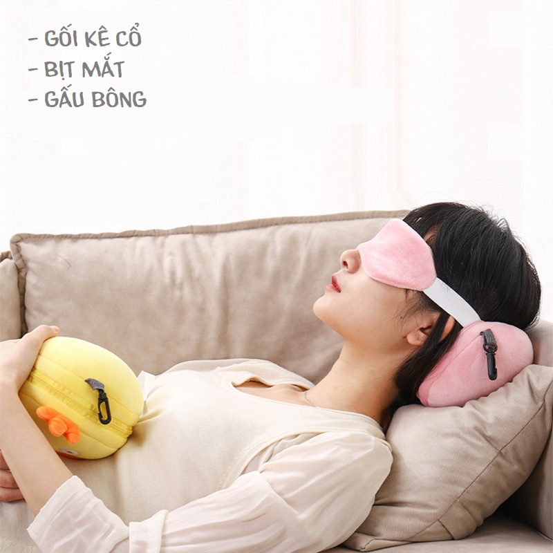 Order | Gối đa năng: Gối kê đầu & bịt mắt, gối văn phòng, gối du lịch hình gấu bông môi trề độc đáo cho