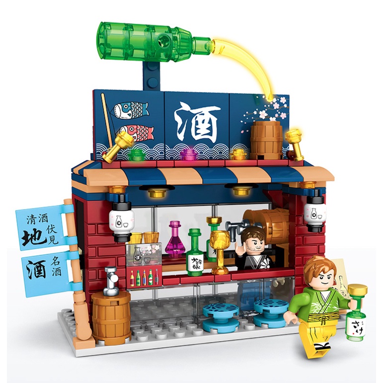 Bộ 187 mô hình cửa hàng mini đồ chơi lắp ráp phong cách Nhật Bản cho bé