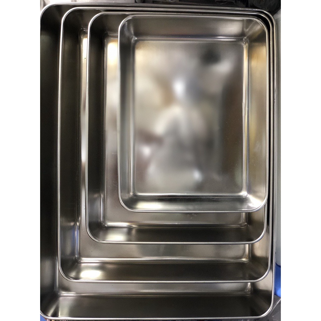 Khay inox hình chữ nhật, khay nướng bánh
