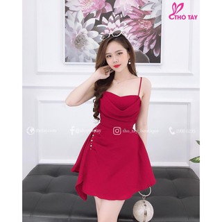 Jumpsuit hai dây cổ đổ đính cườm hông