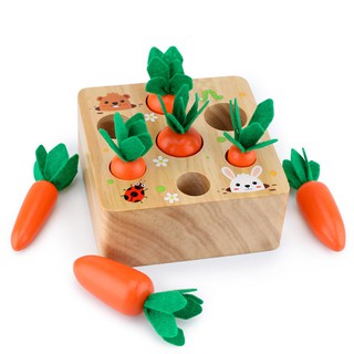 Set đồ chơi lắp ghép Treeyear hình củ cà rốt bằng gỗ cho bé 1 tuổi
