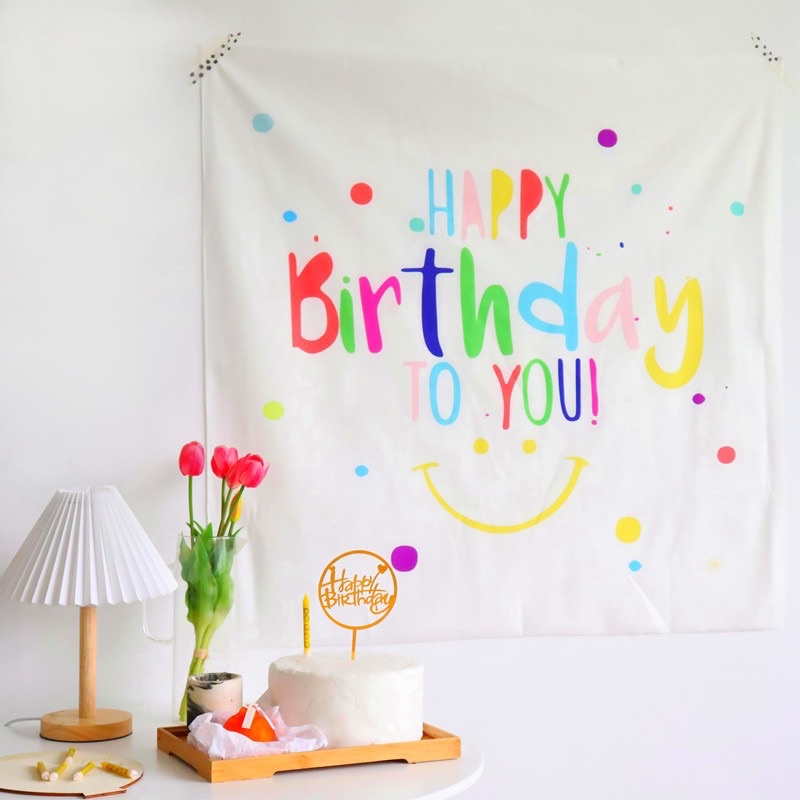 Phông vải treo từơng trang trí sinh nhật Happy birthday size 90 x 90 cm