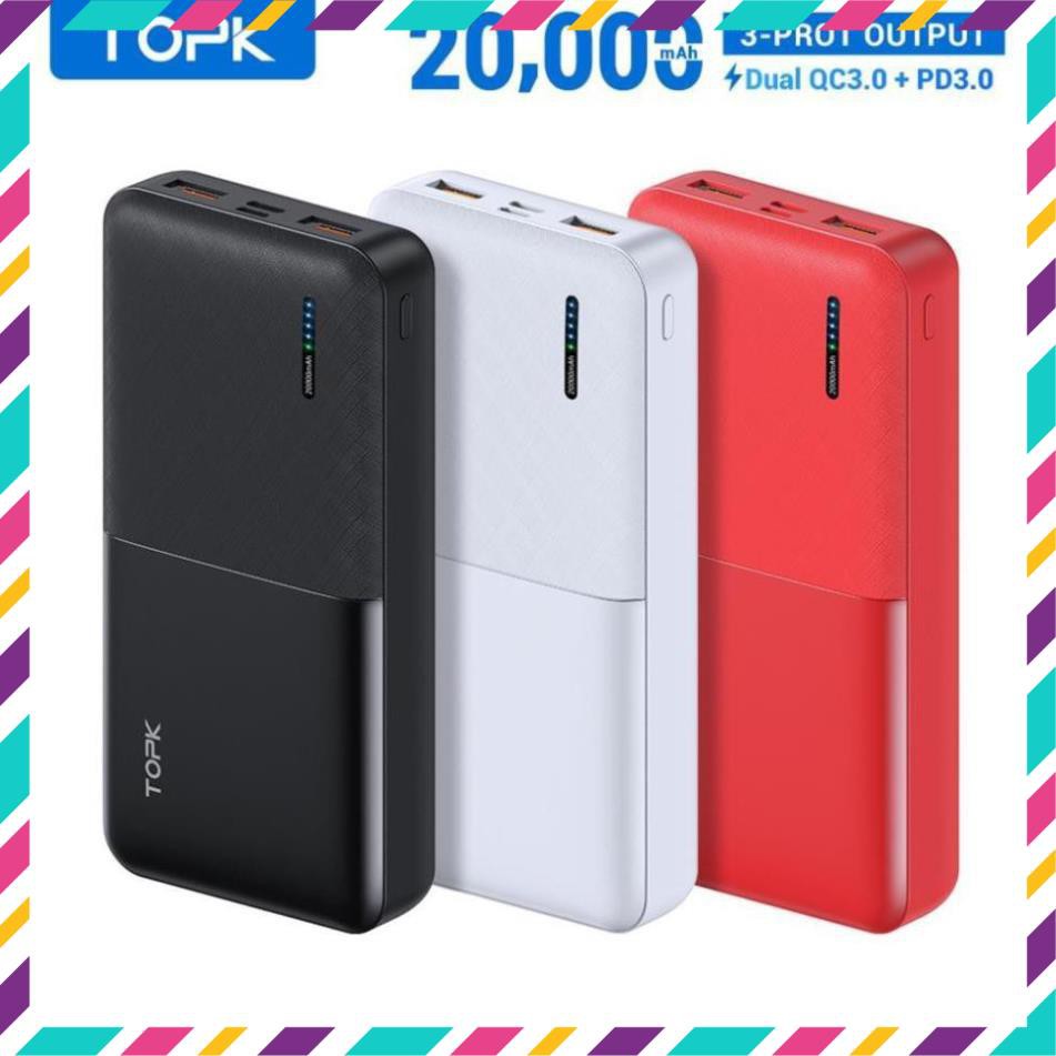 Pin Dự Phòng TOPK I2009Q Sạc Nhanh 2 Cổng USB PD3.0 QC3.0 20000mAh Cho Xiaomi Samsung IPhone TPHCM