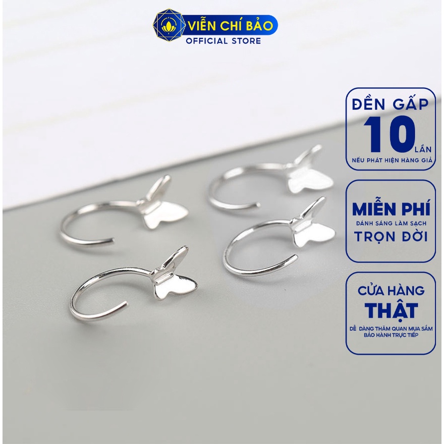 Bông tai bạc nữ bướm nhỏ vành cong chất liệu bạc 925 thời trang phụ kiên trang sức nữ Viễn Chí Bảo B400203X2