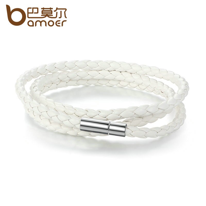 Vòng tay BAMOER PI0063 thiết kế dây da với khóa từ tính có thể điều chỉnh năng động cho nam nữ