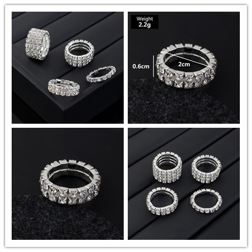 1 Nhẫn Bạc Đính Đá Kim Cương Nhân Tạo Co Giãn Thời Trang Cho Nữ