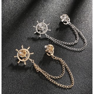 Ghim cài áo vest nam nữ  2024 bánh lái tàu và mỏ neo Giangpkc