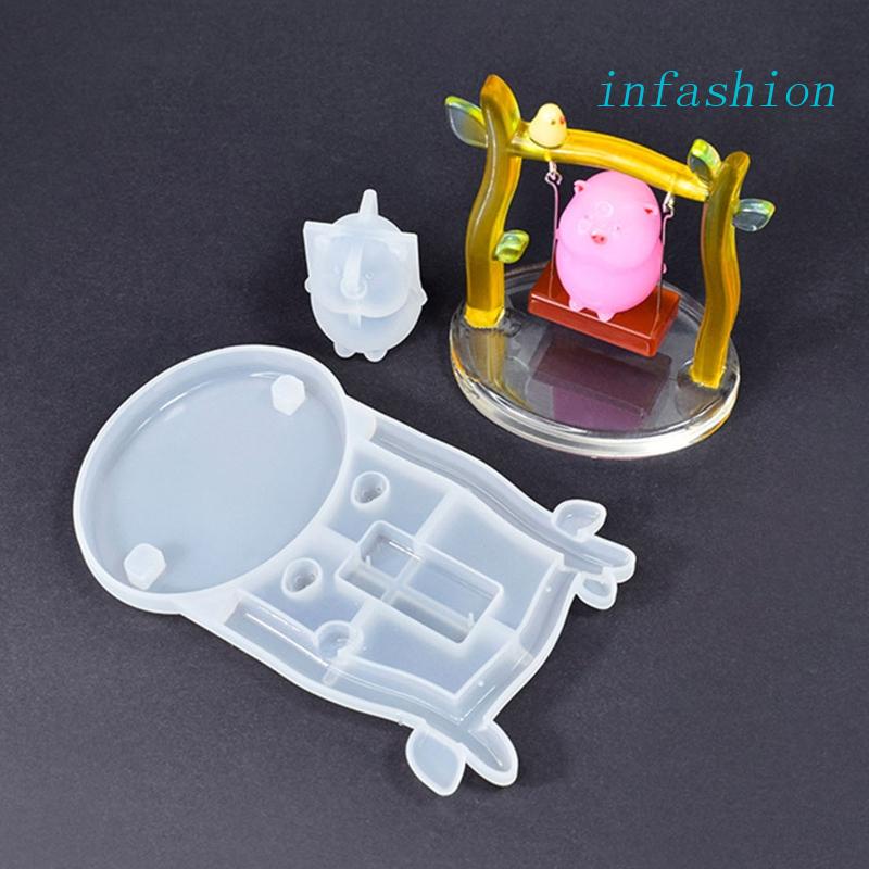 Khuôn Silicone Làm Đồ Trang Sức Hình Chú Heo Đáng Yêu