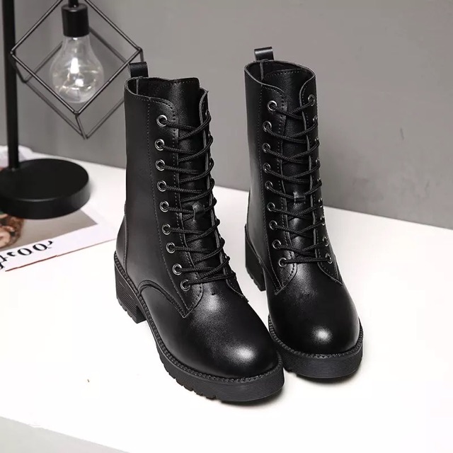 Giày cao cổ nữ boot nữ da lì da bóng hàng ord QC | BigBuy360 - bigbuy360.vn