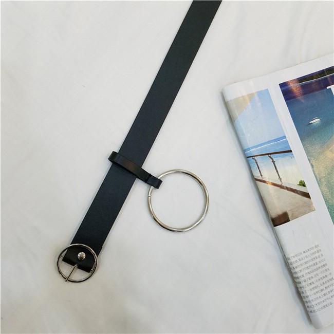 Thắt Lưng Da PU Khóa Tròn Kim Loại Thời Trang Hàn Quốc Cho Nữ