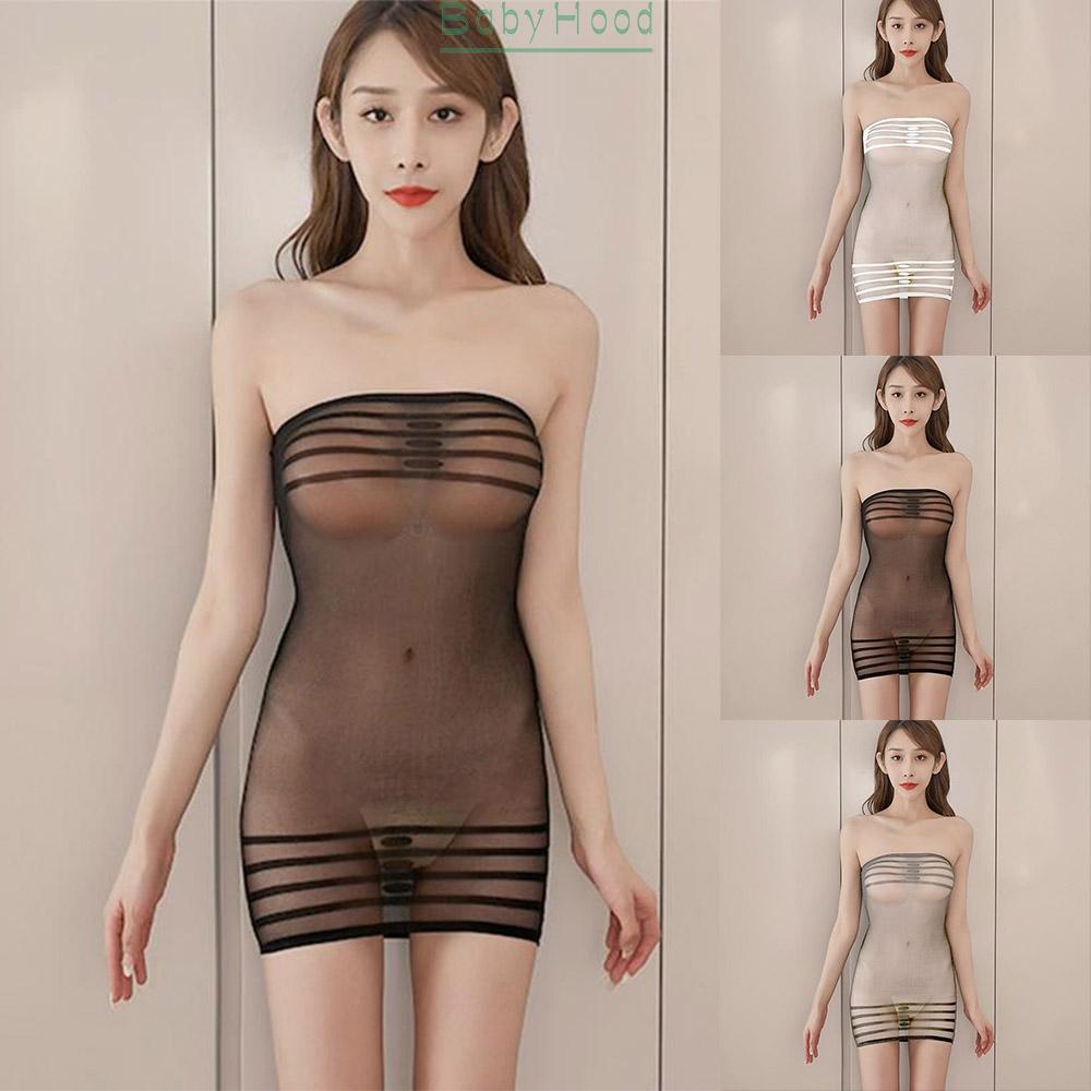 Bodycon Dress Hip Wrap Mini Nylon One Size See Through Sexy Short Skirt#BBHOOD