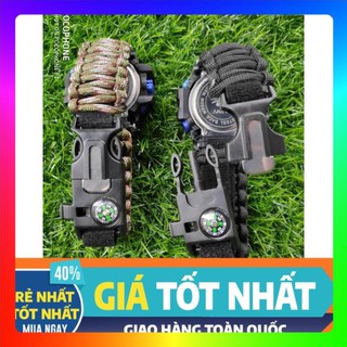 Vòng Tay Sinh Tồn V1- ĐÁNH LỬA - LA BÀN - CÒI - DAO - Hàng Có Sẵn