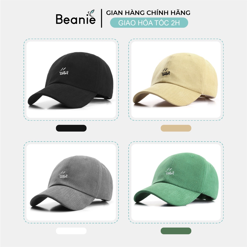 Mũ Lưỡi Trai BEANIE Thiêu Chữ Smile Nam Nữ Cao Cấp, Nón Kết Lưỡi Trai Trắng Đen Đẹp Form Mềm Vải Kaki Chính Hãng LT16