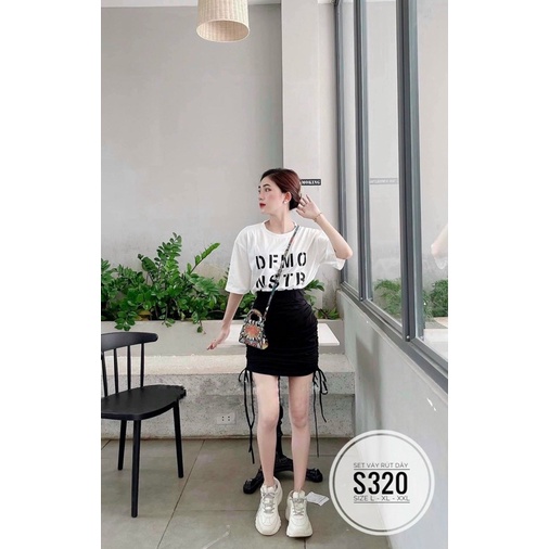 Set váy rút dây in chữ bigsize (60-90kg)