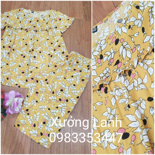 Giá buôn Bộ lanh nữ lửng mặc ở nhà,☘  dáng trẻ trung, chất mát, nhiều họa tiết mát, trẻ trung | BigBuy360 - bigbuy360.vn