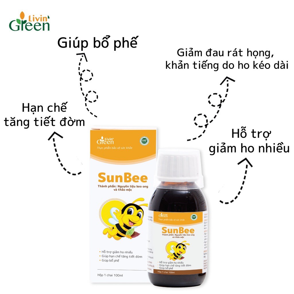 Siro ho Sunbee, siro keo ong Sunbee - Hỗ trợ giảm ho, giảm đờm, bổ phế, 100ml