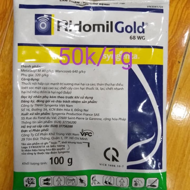 Ridomin Gold thuốc trừ Nấm bệnh  68 WG gói 100gram