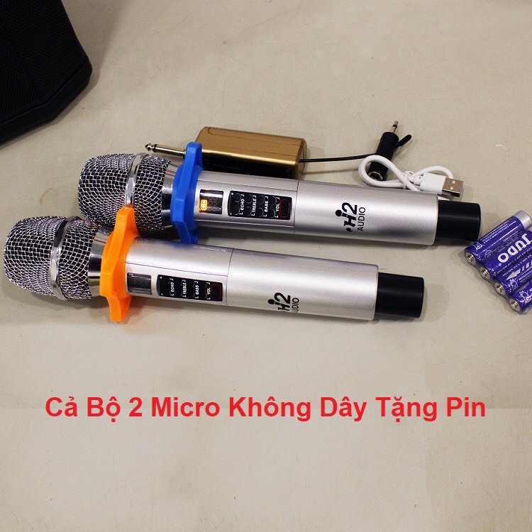Micro Karaoke Không Dây H2 Audio Chỉnh Vang Echo Bass Treble Âm Lượng Dùng Cho Các Loa Kéo, Loa Hỗ Trợ Micro, Âm Li..vvv