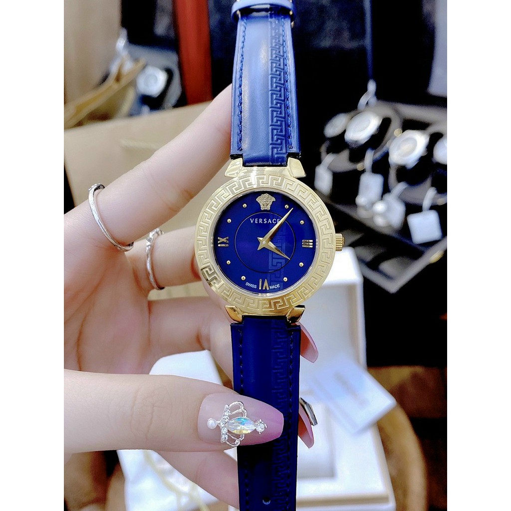 Đồng hồ cặp nam nữ, đồng hồ đôi nam nữ chính hãng full box VERSACE mặt xanh dương thời trang cao cấp, thời thượng