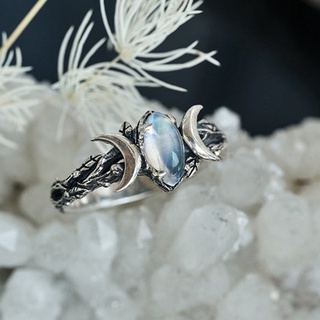 Nhẫn hình mặt trăng đính đá thời trang cho nữ
