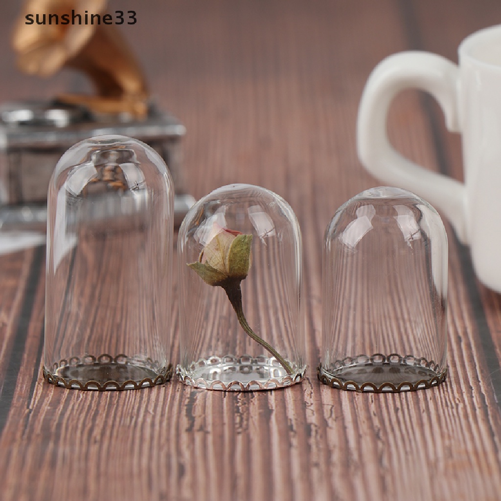 SU 25mm Dollhouse Glass Display Bell Jar with Base Glass Vials Pendant Glass Bottle n