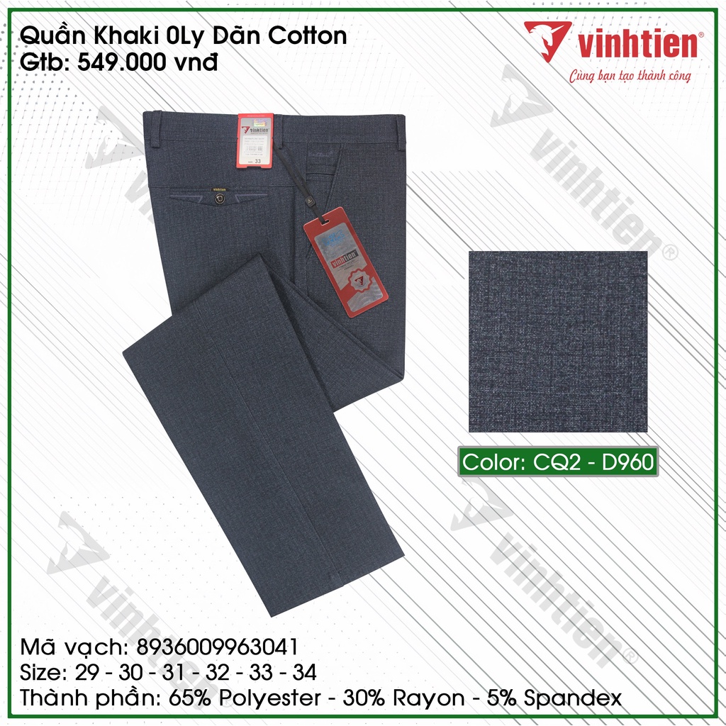 Quần Kaki 0Ly Nam Dãn Cotton Classic Vĩnh Tiến 549 - Nhiều Màu