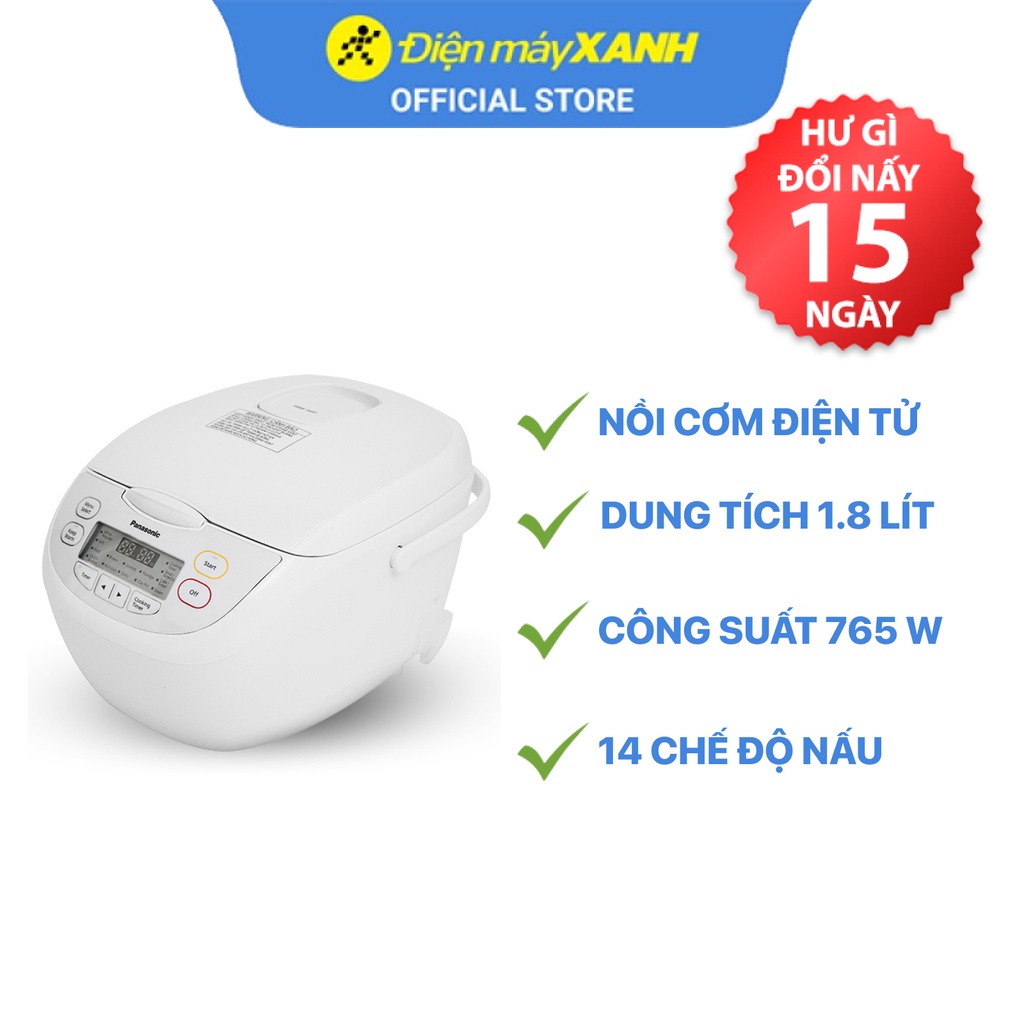 Nồi cơm điện tử Panasonic SR-CL188WRA 1.8 lít 765W công nghệ nấu 3D - Chính hãng BH 12 tháng - Sản xuất tại Malaysia