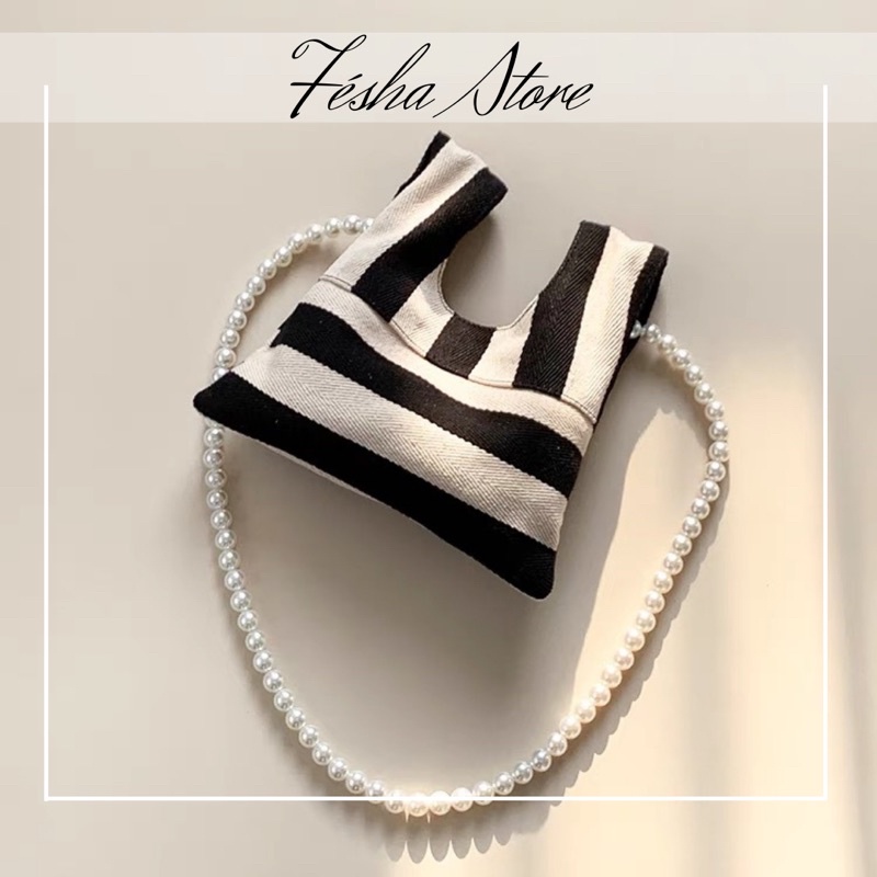 [ Sẵn ] Túi ngọc đeo chéo kiểu Pháp minimal_chất vải dày sắc nét