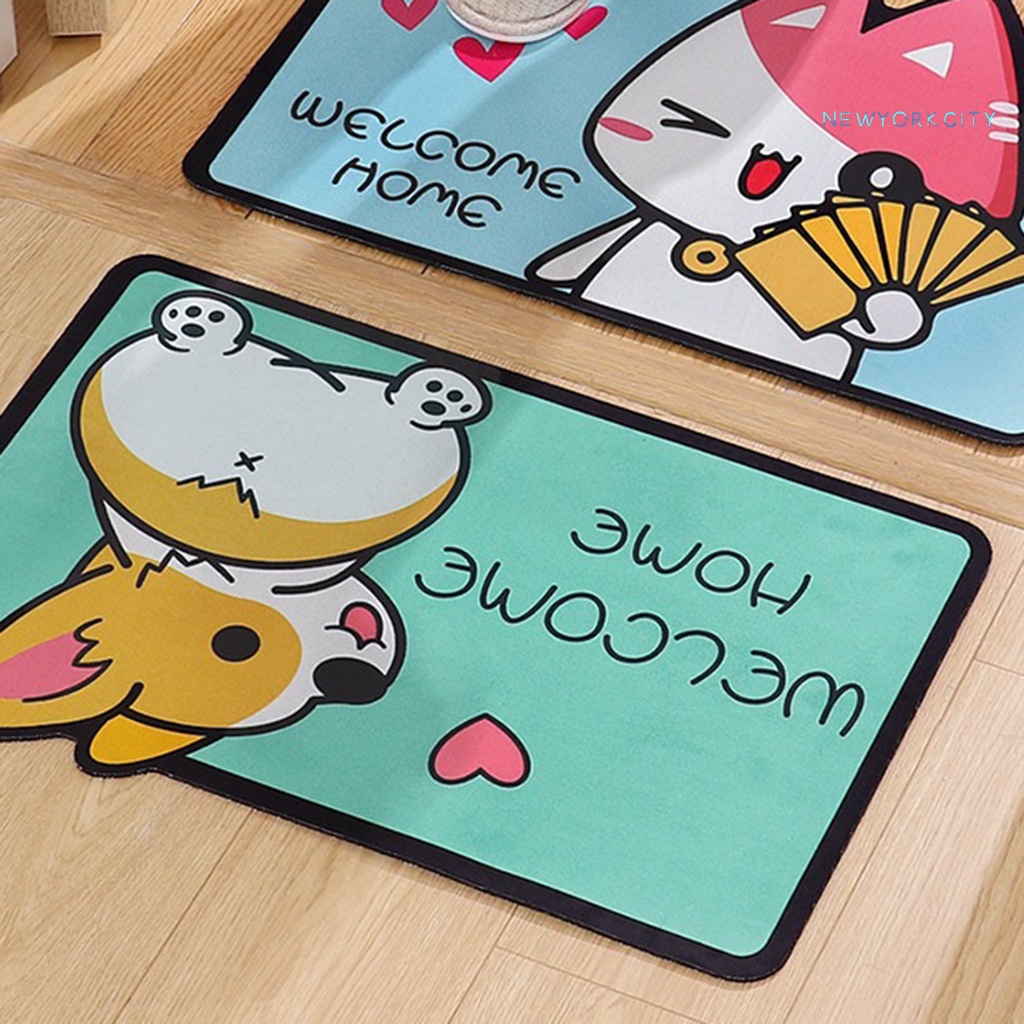 Thảm lót sàn Polyester Siêu Thấm Hút In Họa Tiết Hoạt Hình Dễ Thương Thoải Mái Cho Phòng Ngủ