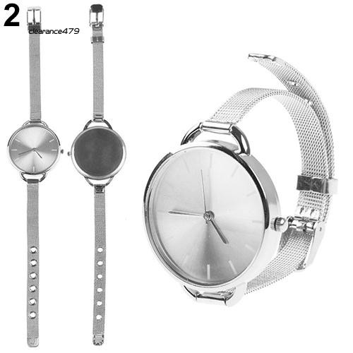 Đồng Hồ Đeo Tay Mặt Tròn Lớn Dây Kim Loại Thời Trang Cho Nữ