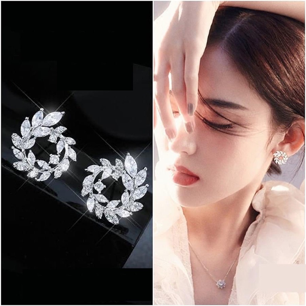 BÔNG TAI BẠC LÁ TRÒN NỮ TÍNH TRANG SỨC CAO CẤP NO.93