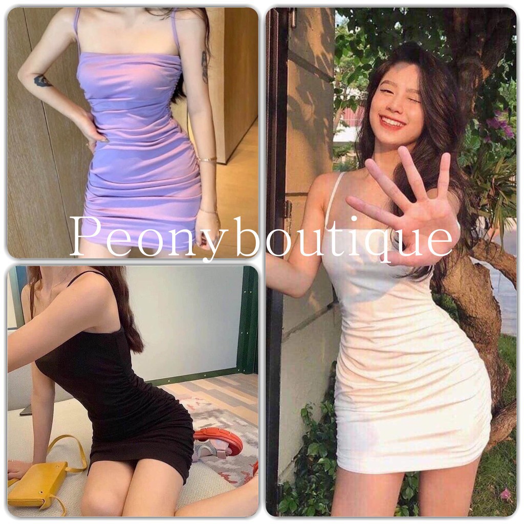 [Mã SKAMA06 giảm 8% tối đa 50K đơn 250K] [FREESHIP] 🌸 Váy đầm body hai dây dúm eo SIÊU ĐẸP 🌸