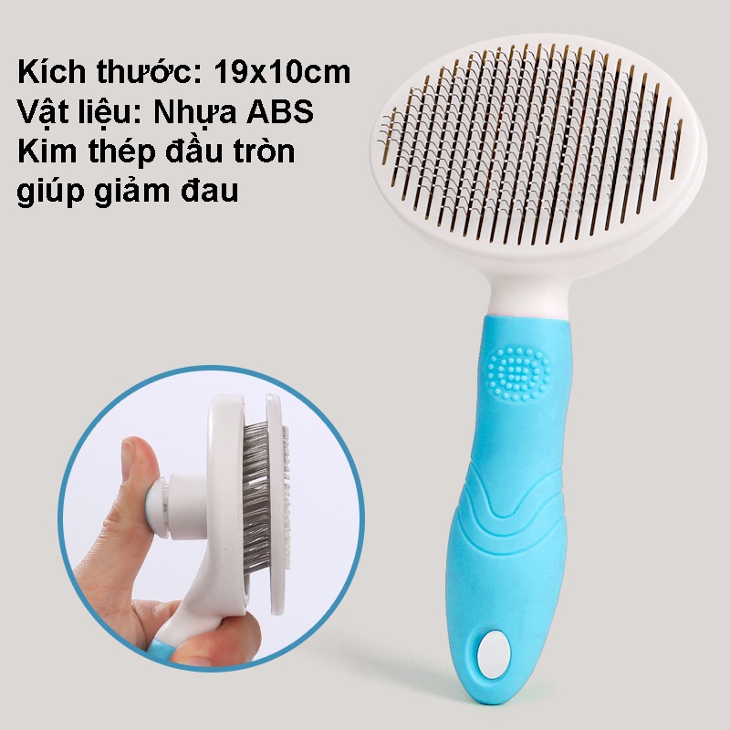 Lược chải lông chó mèo DACOTE có nút bấm tiện lợi giúp tách lông tự động dễ dàng