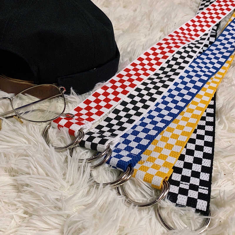 Thắt lưng vải canvas phối kẻ ô cá tính thời trang