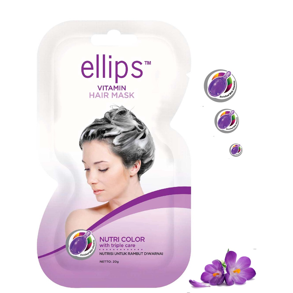 Ủ Tóc Ellips Dạng Kem Hair Mask Nutri Color Sachet nuôi dưỡng tóc nhuộm gói 20g