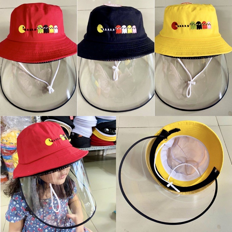 Nón bucket PACMAN cho bé trai bé gái 2-6 tuổi kèm màn cho bảo vệ tháo rời tiện lợi