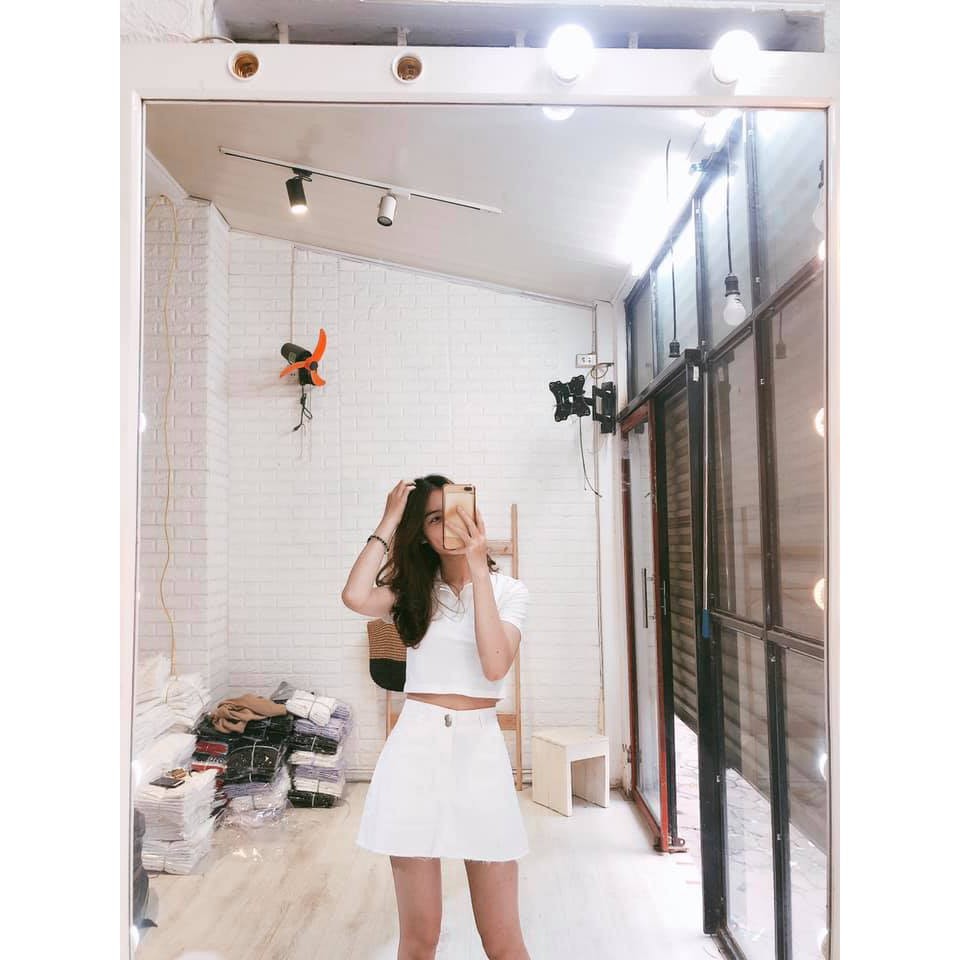 Áo Croptop ⚡SIÊU SALE⚡Áo CropTop Thun Cổ Sơ Mi Ulzzang Style Xuka Shop