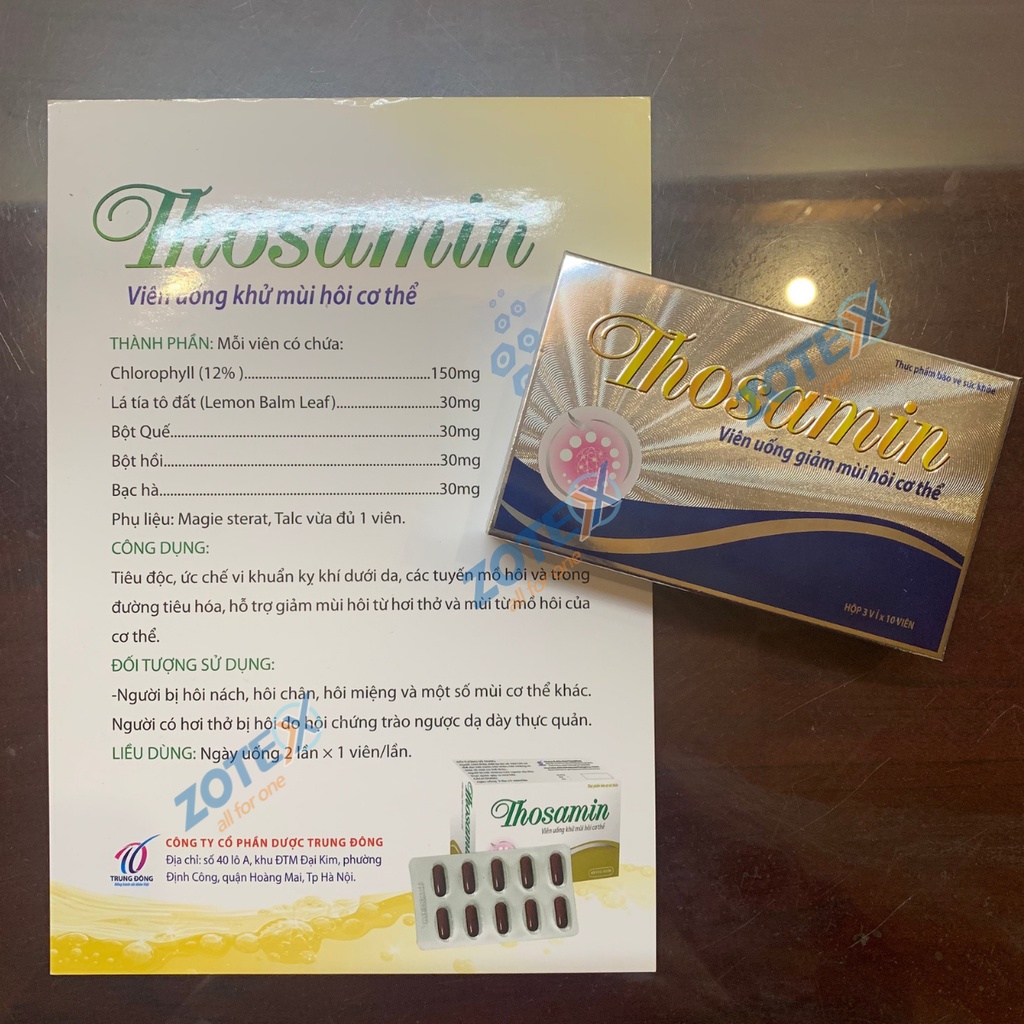 Viên uống khử mùi cơ thể Thoasamin giảm hôi nách hôi chân hôi miệng