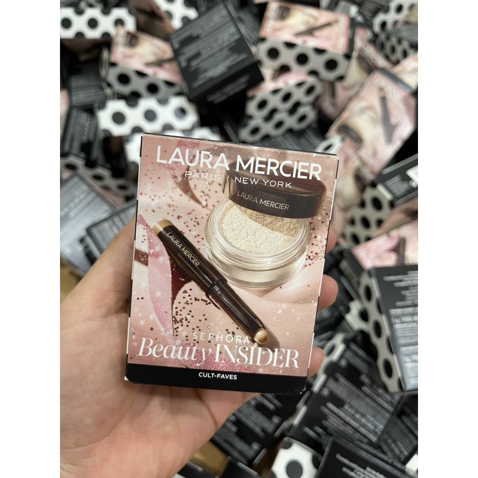 Sét trang điểm sephora (Có bill)  set makeup laura mercier mini phấn phủ+sáp nhũ mắt chính hãng